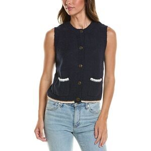 Autumn Cashmere Womens  Contrast Knit Vest, Navy